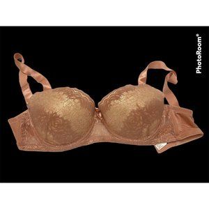 Sofra Bra 36DD Coral Lace Padded Underwire Adjustable Clasp Back